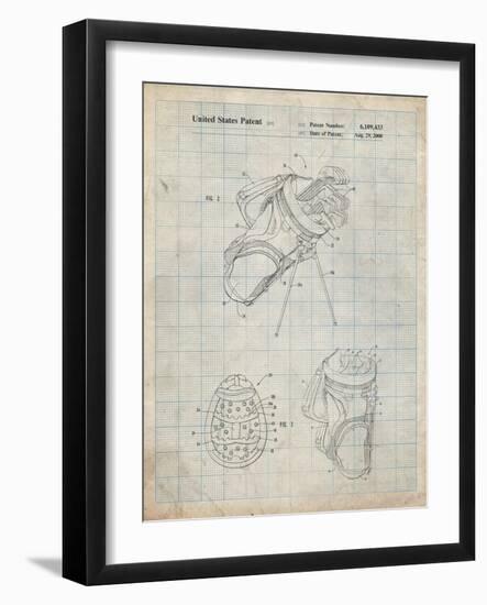 PP239-Antique Grid Parchment Golf Walking Bag Patent Poster-Cole Borders-Framed Giclee Print