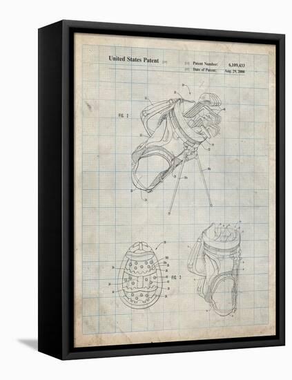 PP239-Antique Grid Parchment Golf Walking Bag Patent Poster-Cole Borders-Framed Stretched Canvas