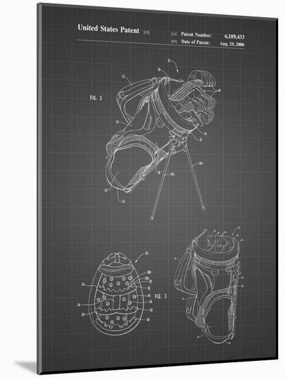 PP239-Black Grid Golf Walking Bag Patent Poster-Cole Borders-Mounted Giclee Print