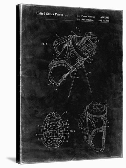 PP239-Black Grunge Golf Walking Bag Patent Poster-Cole Borders-Stretched Canvas