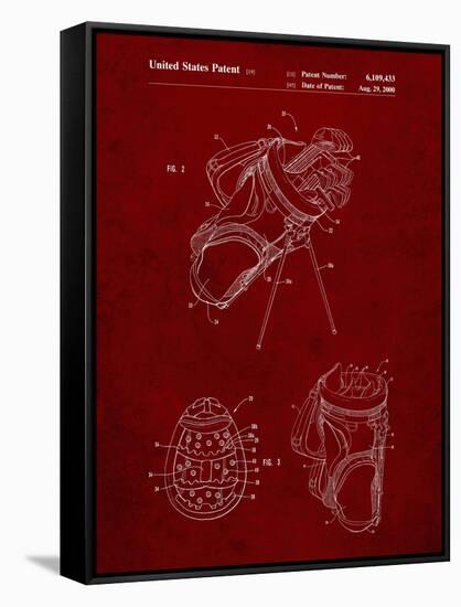 PP239-Burgundy Golf Walking Bag Patent Poster-Cole Borders-Framed Stretched Canvas