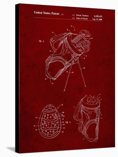 PP239-Burgundy Golf Walking Bag Patent Poster-Cole Borders-Stretched Canvas