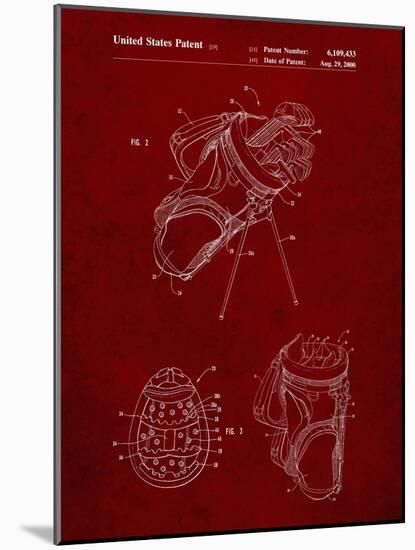 PP239-Burgundy Golf Walking Bag Patent Poster-Cole Borders-Mounted Giclee Print