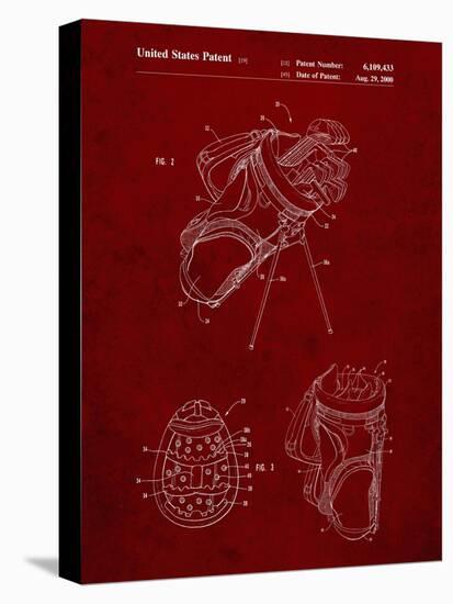 PP239-Burgundy Golf Walking Bag Patent Poster-Cole Borders-Stretched Canvas