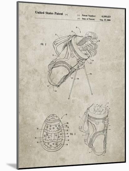 PP239-Sandstone Golf Walking Bag Patent Poster-Cole Borders-Mounted Giclee Print