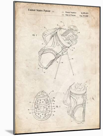 PP239-Vintage Parchment Golf Walking Bag Patent Poster-Cole Borders-Mounted Giclee Print