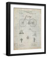 PP248-Antique Grid Parchment Bicycle 1890 Patent Poster-Cole Borders-Framed Giclee Print