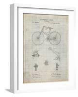 PP248-Antique Grid Parchment Bicycle 1890 Patent Poster-Cole Borders-Framed Giclee Print