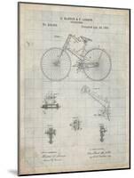 PP248-Antique Grid Parchment Bicycle 1890 Patent Poster-Cole Borders-Mounted Giclee Print