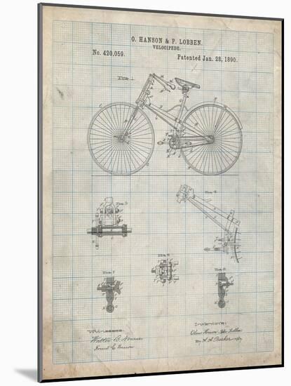 PP248-Antique Grid Parchment Bicycle 1890 Patent Poster-Cole Borders-Mounted Giclee Print