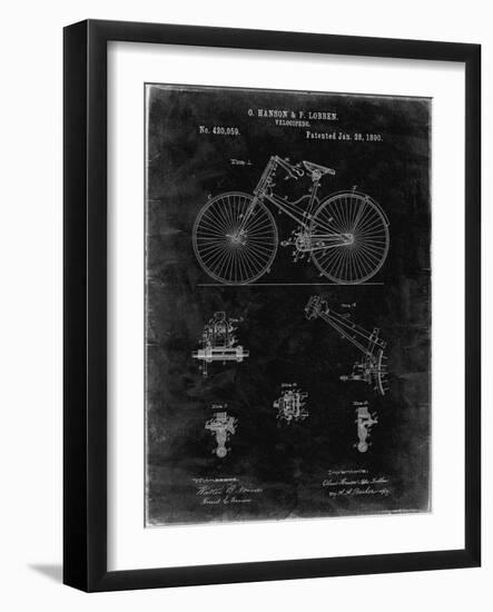 PP248-Black Grunge Bicycle 1890 Patent Poster-Cole Borders-Framed Giclee Print