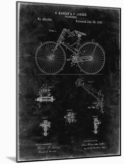 PP248-Black Grunge Bicycle 1890 Patent Poster-Cole Borders-Mounted Giclee Print