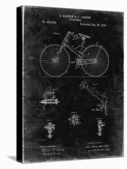 PP248-Black Grunge Bicycle 1890 Patent Poster-Cole Borders-Stretched Canvas