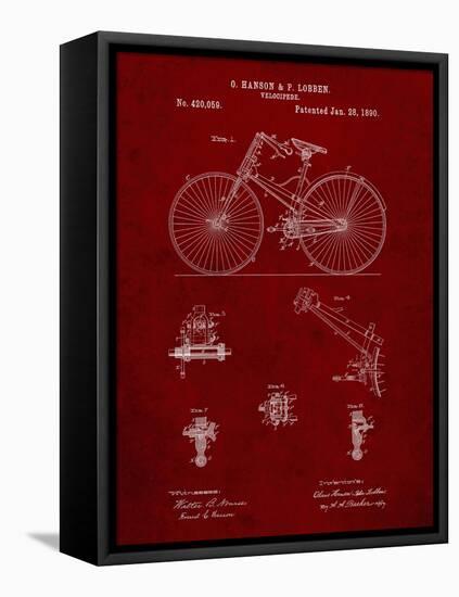 PP248-Burgundy Bicycle 1890 Patent Poster-Cole Borders-Framed Stretched Canvas