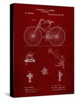 PP248-Burgundy Bicycle 1890 Patent Poster-Cole Borders-Stretched Canvas