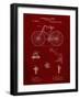 PP248-Burgundy Bicycle 1890 Patent Poster-Cole Borders-Framed Giclee Print