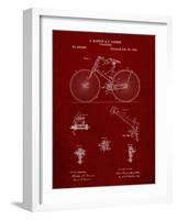 PP248-Burgundy Bicycle 1890 Patent Poster-Cole Borders-Framed Giclee Print