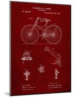 PP248-Burgundy Bicycle 1890 Patent Poster-Cole Borders-Mounted Giclee Print