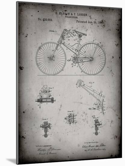 PP248-Faded Grey Bicycle 1890 Patent Poster-Cole Borders-Mounted Giclee Print