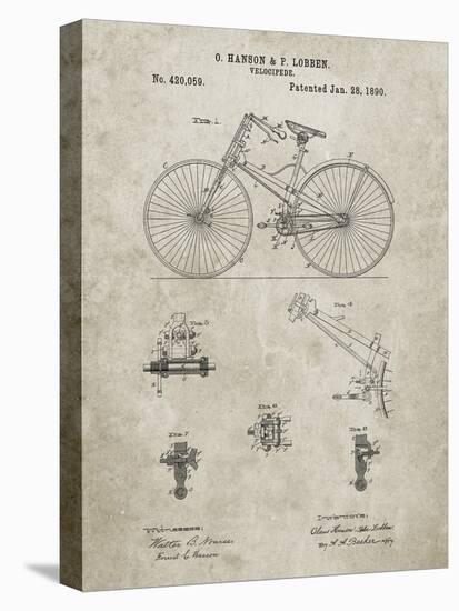 PP248-Sandstone Bicycle 1890 Patent Poster-Cole Borders-Stretched Canvas