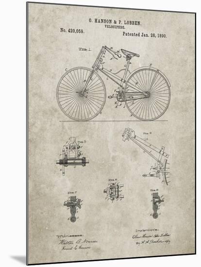 PP248-Sandstone Bicycle 1890 Patent Poster-Cole Borders-Mounted Giclee Print