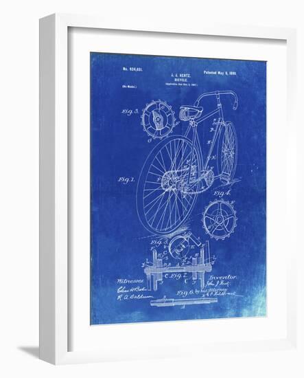 PP25 Faded Blueprint-Borders Cole-Framed Giclee Print