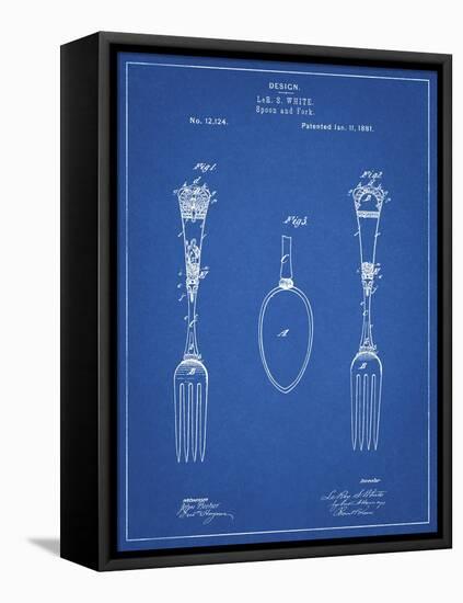 PP258-Blueprint Antique Spoon and Fork Patent Poster-Cole Borders-Framed Stretched Canvas