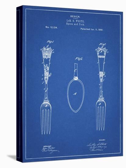 PP258-Blueprint Antique Spoon and Fork Patent Poster-Cole Borders-Stretched Canvas