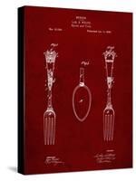 PP258-Burgundy Antique Spoon and Fork Patent Poster-Cole Borders-Stretched Canvas