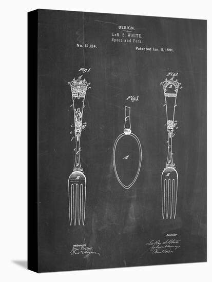 PP258-Chalkboard Antique Spoon and Fork Patent Poster-Cole Borders-Stretched Canvas