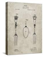 PP258-Sandstone Antique Spoon and Fork Patent Poster-Cole Borders-Stretched Canvas