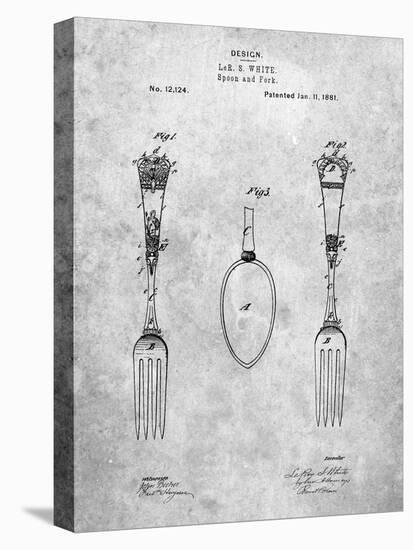 PP258-Slate Antique Spoon and Fork Patent Poster-Cole Borders-Stretched Canvas