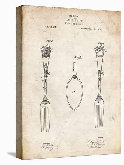 PP258-Vintage Parchment Antique Spoon and Fork Patent Poster-Cole Borders-Stretched Canvas