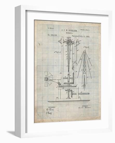 PP26 Antique Grid Parchment-Borders Cole-Framed Giclee Print