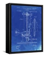 PP26 Faded Blueprint-Borders Cole-Framed Stretched Canvas