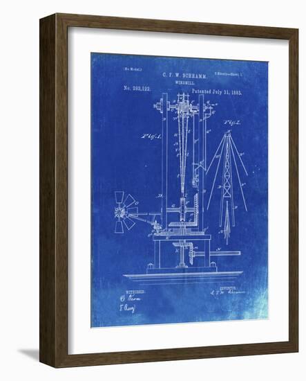 PP26 Faded Blueprint-Borders Cole-Framed Giclee Print