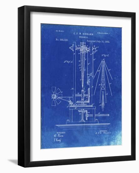 PP26 Faded Blueprint-Borders Cole-Framed Giclee Print