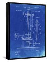 PP26 Faded Blueprint-Borders Cole-Framed Stretched Canvas