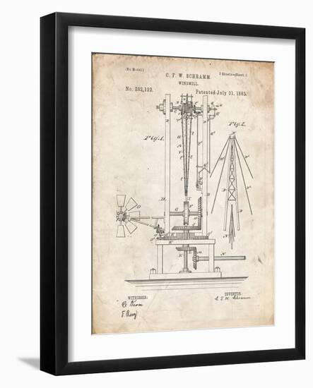 PP26 Vintage Parchment-Borders Cole-Framed Giclee Print