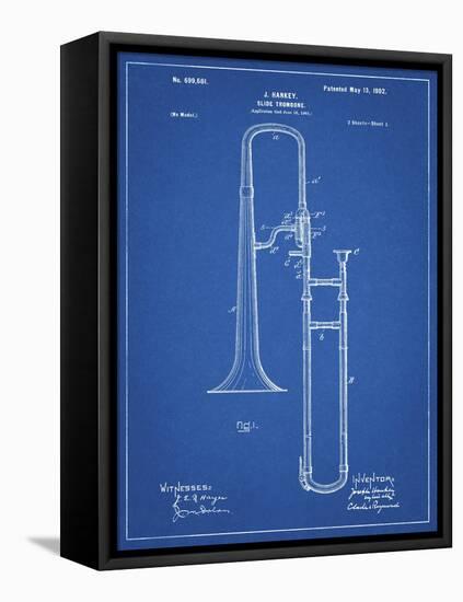 PP261-Blueprint Slide Trombone Patent Poster-Cole Borders-Framed Stretched Canvas