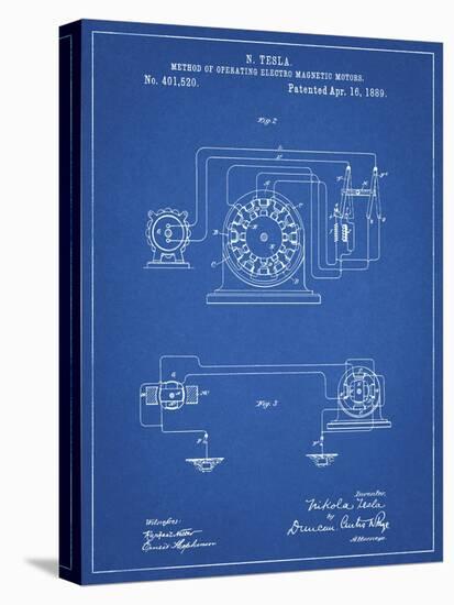 PP264-Blueprint Tesla Operating Electric Motors Map Poster-Cole Borders-Stretched Canvas