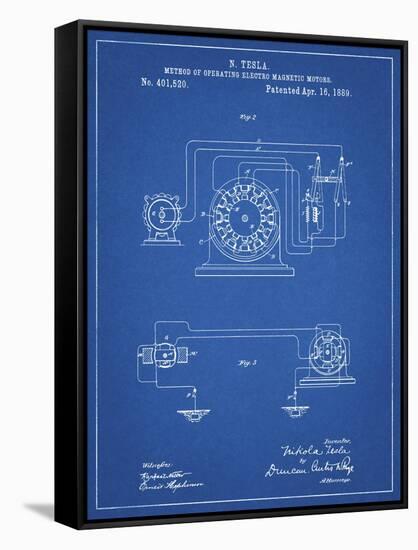 PP264-Blueprint Tesla Operating Electric Motors Map Poster-Cole Borders-Framed Stretched Canvas