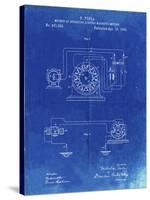 PP264-Faded Blueprint Tesla Operating Electric Motors Map Poster-Cole Borders-Stretched Canvas