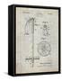 PP270-Antique Grid Parchment Vintage Ski Pole Patent Poster-Cole Borders-Framed Stretched Canvas