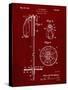 PP270-Burgundy Vintage Ski Pole Patent Poster-Cole Borders-Stretched Canvas