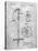 PP270-Slate Vintage Ski Pole Patent Poster-Cole Borders-Stretched Canvas