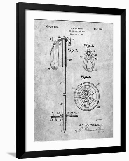 PP270-Slate Vintage Ski Pole Patent Poster-Cole Borders-Framed Giclee Print