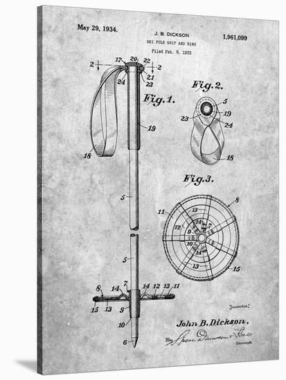 PP270-Slate Vintage Ski Pole Patent Poster-Cole Borders-Stretched Canvas