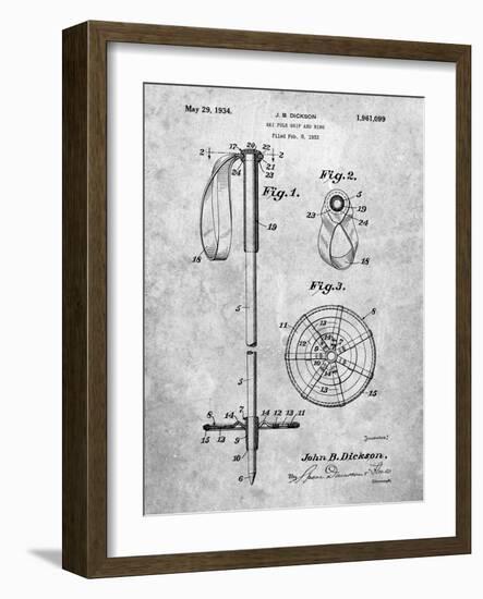 PP270-Slate Vintage Ski Pole Patent Poster-Cole Borders-Framed Giclee Print