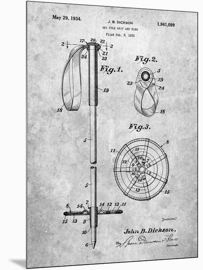 PP270-Slate Vintage Ski Pole Patent Poster-Cole Borders-Mounted Giclee Print